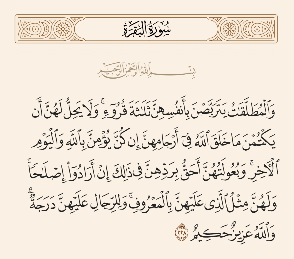 سورة البقرة الآية رقم 228